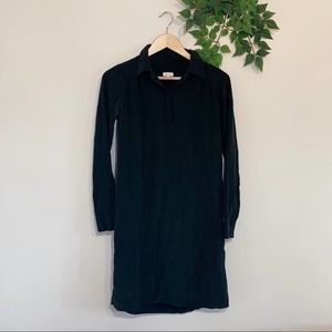 Cuyana 100% Silk Long Sleeve Shirt Dress Black XS